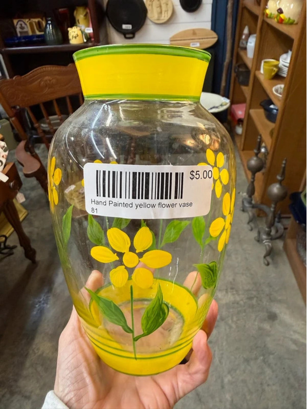 Handpainted Yellow Flower Vase